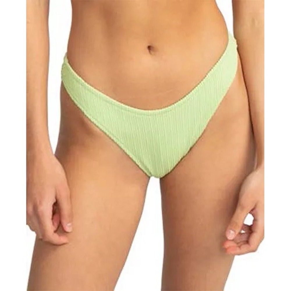 NWT Roxy Bikini Bottoms Women Lime Green S Aruba HL Cheeky Smocked ERJX404864